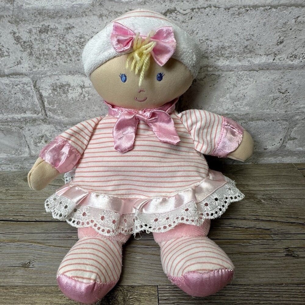 10" KIDS PREFERRED 2019 BABY DOLL BLONDE PINK SOFT STUFFED PLUSH LOVEY # 3731